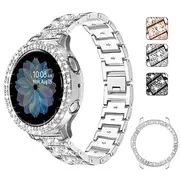 Smart Watch Band for Samsung Galaxy Watch 5 40/44mm Watch 4 Classic 42/46mm Watch 4 40/44mm Watch Active 2 40mm Stainless Steel Rhinestone Smartwatch Strap wit