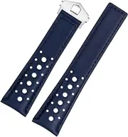 [FOUUA] Watch Strap 22 mm for TAG Heuer Monaco Genuine Leather Watch Strap with Blue Black Strap Replacement for Tag Heuer Monaco for Tag Heuer Carrera Aquarace Series