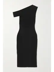 [AZ FACTORY] AZ FACTORY - Mybody One-shoulder Knitted Midi Dress - Black - XXS XXS Black