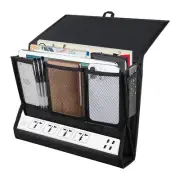 Bedside Caddy Hanging Bed Organizer Storage Bag Pocket with Power Strip Holde...