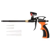 Spray Foam Gun PU Expanding Caulking Gun with 2pcs Nozzles, Black/Orange