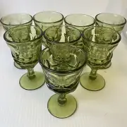 Vintage MCM -Set of 8 - Fostoria Argus Green 4.78 in Stem Glasses - B5-31