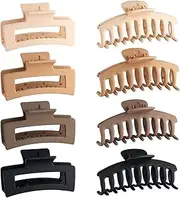 8 Pack 4.3 Inch Large Hair Claw Clips for Women Thin Thick Curly Hair, Big Matte Banana Clips,90's Strong Hold jaw clip