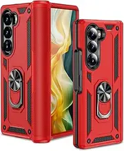 Compatible with Samsung Galaxy Z Fold5 Cover,Compatible with Samsung Galaxy Z Fold5 5G SM-F946 Car Mount Kickstand 2 in 1 Phone Case Red