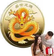 WILLAB 2024 Dragon Coin - Metal Chinese Commemorative Coin,Lucky Coin, Souvenir Coin for Good Luck and Fortune, Good Luck Coin, Collector's