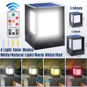 Waterproof Solar Post Lights Dusk to Dawn LED Solar Lamp Outdoor Garden w/Remote
