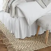 Amazon Basics Lightweight Ruffled Bed Skirt, Classic Style, Soft and Stylish 100% Microfiber with 40.6 cm drop-King, White