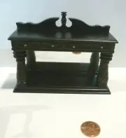 BESPAQ DOLLHOUSE MINIATURE PINEAPPLE DINING CONSOLE TABLE. 2974 BLACK