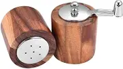 Acacia Wood Pepper Mill Manual Pepper Grinder with Shaker Set Salt Pepper Grinder with Long Crank Adjustable Grinder Core