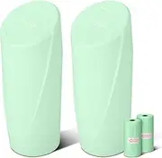 Car Trash Can Bin with Lid - 2 Packs Car Garbage Can Cup Holder - Green Mini Leakproof Vehicle Trash Garbage Can Bin with 40pcs Trash Bags-Car Organizers and Storage for Front Back Seat Accessories