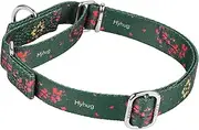 Hyhug Design, Choking (Martingale) Training Dog Collar to Prevent Escape. Comfortable and Adjustable, Strong, Hard-wearing, Durable(S 15mm, Green Plum Flower)