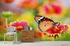 3D Floral Butterfly Wallpaper Wall Mural Removable Self-adhesive 437
