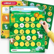 Potty Training Chart for Toddlers Boys x10 pcs - Reward Chart for Kids Toilet Training - Jungle Sticker Chart - Token Board Behavior Responsibility Chart Schedule - by Central 23
