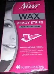 3 pack Nair Hair Remover Wax Ready-Strips for Face & Bikini 40 Wax Strips each
