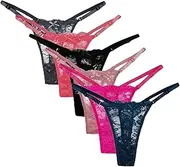 [KTLSHY] Women Panties Female Underwear 5 PCS/Set Adjust Waistband Sexy Lace Thongs Women Solid Color Transparent G-String Panties Female Soft Underwear Lingerie