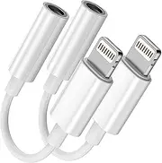 2 Pack [Apple MFi Certified] Lightning to 3.5 mm Headphone Jack Adapter,for iPhone 3.5mm Headphones/Earphones Jack Aux Audio Adapter Dongle for iPhone 13 12 11 SE 2020 XS XR X 8 7 iPad, Support iOS 15