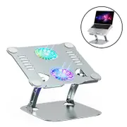 Nevenka Foldable Adjustable Laptop Stand with Double Cooling Fan-Sliver
