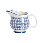 Nicola Spring Hand Printed Milk Jug - Ceramic Porcelain Tea Coffee Cappuccino Pitcher - 300ml - Navy