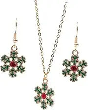 [Veemoon] 1set Christmas Snowflake Earrings and Necklace Festive Jewelry for Women Chic Costume Accessories for Holiday Gatherings and Parties for Christmas Celebration Decor