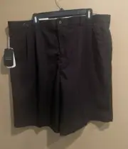 Greg Norman Men’s Golf Shorts Pleated Black 9” Inseam Color Shark Logo Sz 40 NWT
