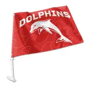 Dolphins NRL Clip on Window CAR Flag includes Pole