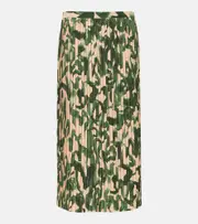 [Dries Van Noten] Dries Van Noten Printed pleated midi skirt AU 10 green
