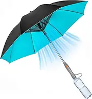 Umbrella with Fan, Portable Sun Umbrella, UV Protection with Mist Spray, with Fan and Mister, Rechargeable & Portable, Lightweight, for Beach, Golf, Sports