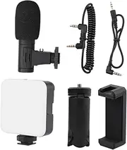 PEPLAYTAL 1 Set Smartphone Vlog Kit Desktop Tripod Phone Clip Bright Fill Microphone for Filming Streaming for Vloggers and Content Creators