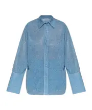 Oséree Lumiere Lurex Button-Up Shirt M/L blue