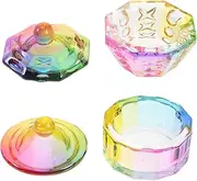 Healvian 2pcs Glass Cleaning Cup Nail Art Bowls with Lid Professional Manicure Care