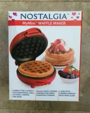 Nostalgia MyMini Red Round Waffle Maker ~ New in Box ~ Never Used