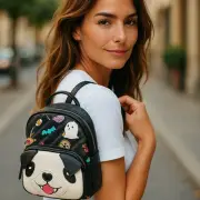 Betsey Johnson Mini Backpack Womens Black Halloween Dog Face Print XO Baybee NWT