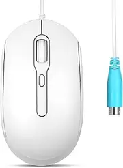 Perixx PERIMICE-222 Wired Optical Mouse, Adjustable DPI 1200/1600/2000, Quiet Click, 1.8 m Cable, Compatible with Tablets, Laptops, PCs, White (PS/2, White)