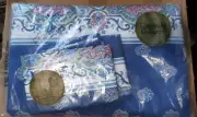 Cambridge Collection Percale Full Sheet Set Blue Flower FLAT, FITTED 2 CASES A6