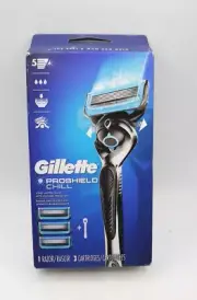 Gillette ProGlide Chill Men's 1 Razor Handle + 3 Blade Refills Cartridges NIB