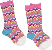 [Jefferies Socks] Little Girls' Zig Zag Knee High Sock Pack (Pack of 2)