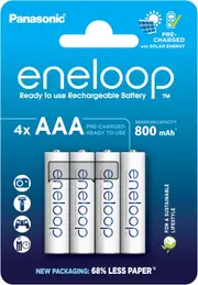 Panasonic Eneloop AAA Pre-Charged Rechargeable Batteries, 4-Pack