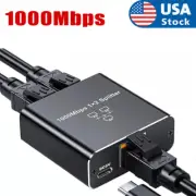 1000Mbps RJ45 Gigabit Ethernet Splitter LAN Network Internet 1 to 2 Out Adapter