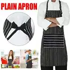 Apron Professional Washable Chefs Black & White Striped Apron for Chef BBQ Cafe