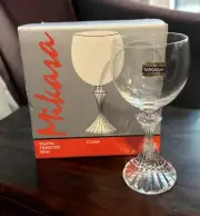 New 4 pcs Mikasa Crystal THE RITZ Water Wine Glasses Stemware 7" West Germany