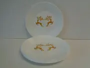 Corelle Dancer Prancer Reindeer Set of 4 Appetizer Dessert Plates Christmas New