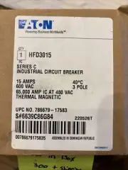 Cutler Hammer HFD3015 3 Pole 15 Amp 600 Volt HFD Circuit Breaker
