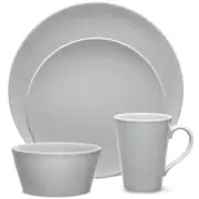 Noritake Colorscapes GoG Swirl Grey Coupe 16Pc Dinnerware Set, Service for 4