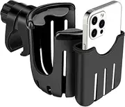 Stroller Cup Holder with Ph-o-n-e Holder, Universal Bottle Holder for Wheelchair, Walker, Bike, Scooter, Stroller Accessories for Uppababy, Nuna, Bugaboo, Doona, Gifts for Women, Mom, Men