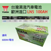 在飛比找蝦皮購物優惠-湯淺 YUASA LN5 (60044適用) 歐規 12V 