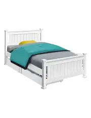 [Artiss] Rio Single Wooden Bed Frame with 2 Drawers in White