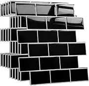 Peel and Stick Backsplash for Aussie Kitchen: Self Adhesive Wall Tiles for Bathroom - Vinyl Black Thick Back Splash Tile-5 Pack