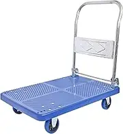 Flatbed Cart Folding Platform Truck Foldable Handle and Plastic Deck with Steel Reinforcement for Indoor and Outdoor Moving 660lb Load Capacity Hand Truck(One Color Perforated Wheel)