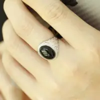 在飛比找Yahoo!奇摩拍賣優惠-天然黑瑪瑙戒指女復古黑潮人個性男女情侶指XDY超夯 正品 活