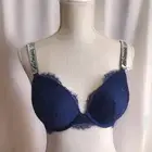 VICTORIAS SECRET VERY SEXY LACE PLUNGE SHINE STRAP PUSH UP BRA 34DD NIGHT OCEAN